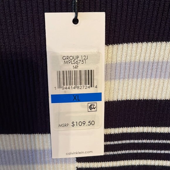 Calvin Klein NWT striped Navy, cream and light blue cardigan XL - Picture 5 of 7
